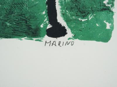 Marino MARINI : Cavalier sur fond vert, Lithographie 2