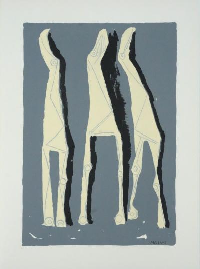 Marino MARINI : Les Trois Chevaux, Lithographie 2