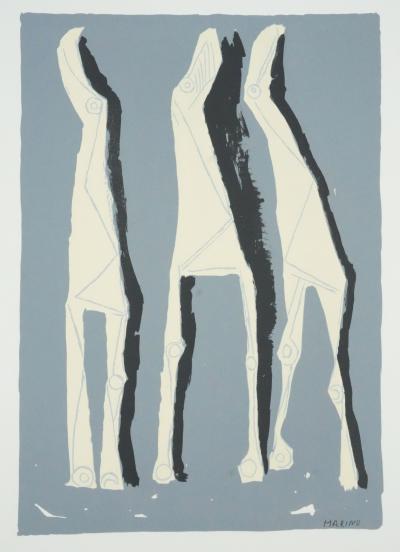 Marino MARINI : Les Trois Chevaux, Lithographie 2