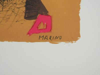 Marino MARINI : Cavalier sur fond ocre, Lithographie 2