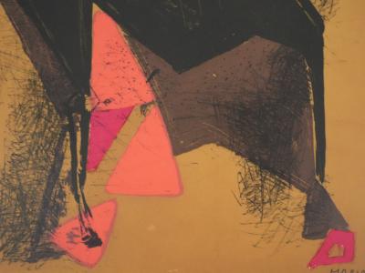 Marino MARINI : Cavalier sur fond ocre, Lithographie 2