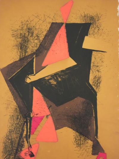 Marino MARINI : Cavalier sur fond ocre, Lithographie 2