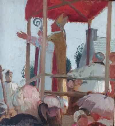 Maurice DENIS - Sermon de l’Evêque à Sainte Anne la Palud, circa 1930-1934 - Huile sur carton signée 2