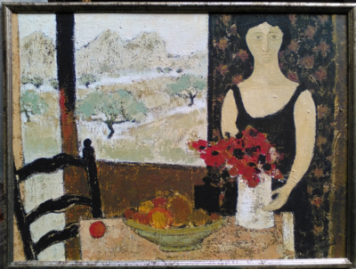 Lucien ARBAUD - Dame aux coquelicots - Huile sur toile signée 2