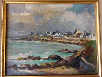 Edouard LE SAOUT - Paysage maritime, Huile sur toile 2