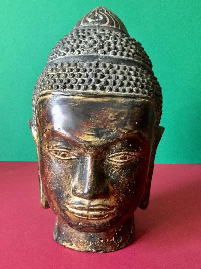 Tête de Bouddha artisanat Khmer en bronze  Cambodge 2