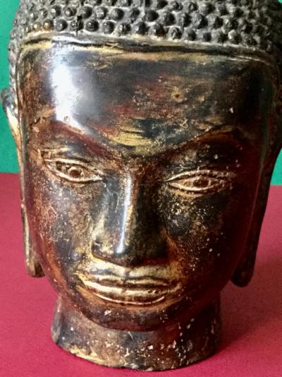 Tête de Bouddha artisanat Khmer en bronze  Cambodge 2