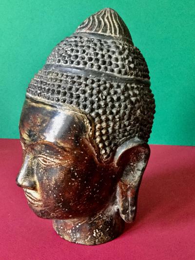 Tête de Bouddha artisanat Khmer en bronze  Cambodge 2