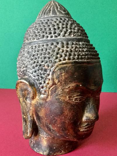 Tête de Bouddha artisanat Khmer en bronze  Cambodge 2