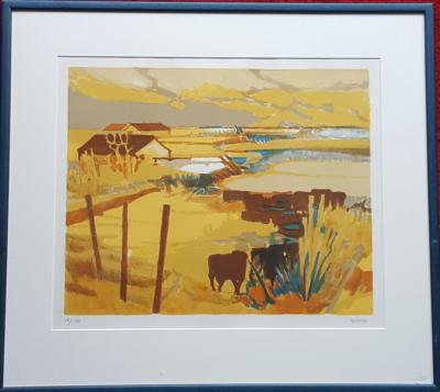 Eliane Thiollier, Paysage de Camargue, Lithographie signée et numérotée 2