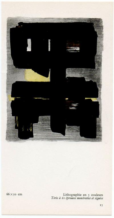 Pierre SOULAGES (d’après) - Lithographie  N° 1, 1957 - Pochoir en couleur (Procédé Jacomet) 2