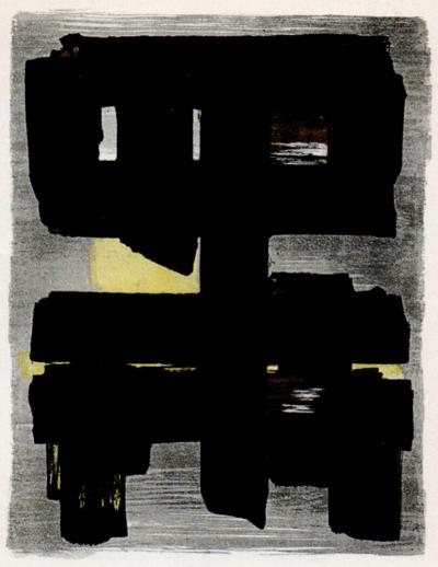 Pierre SOULAGES (d’après) - Lithographie  N° 1, 1957 - Pochoir en couleur (Procédé Jacomet) 2