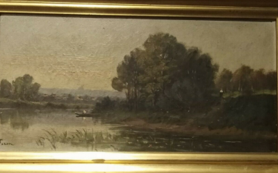 Julien Hippolyte FERON - Les bords du lac - Huile sur toile signée 2