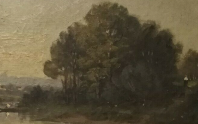 Julien Hippolyte FERON - Les bords du lac - Huile sur toile signée 2