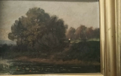 Julien Hippolyte FERON - Les bords du lac - Huile sur toile signée 2