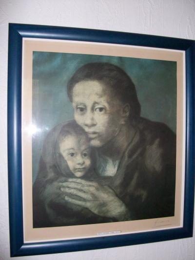 Pablo PICASSO (d’après) - Mère et Enfant au Fichu, 1966 - Impression Offset signée au crayon 2