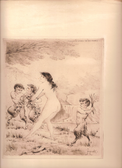 Joseph APOUX - Bacchante lutinée par des faunes - Gravure 2