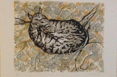 Marcel MOULOUDJI - Le chat - Lithographie originale signée au crayon 2