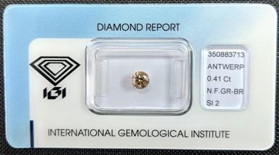 Diamant - 0.41 ct - Brillant - Marron gris fantaisie 2