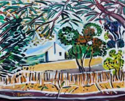 Claude BONIN-PISSARRO - Maison dans un paysage, 1988 - Huile sur toile signée 2