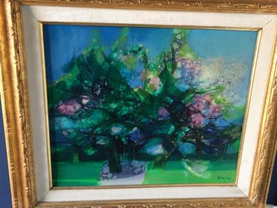 Camille Hilaire - Les pommiers - Huile sur toile encadrée 2
