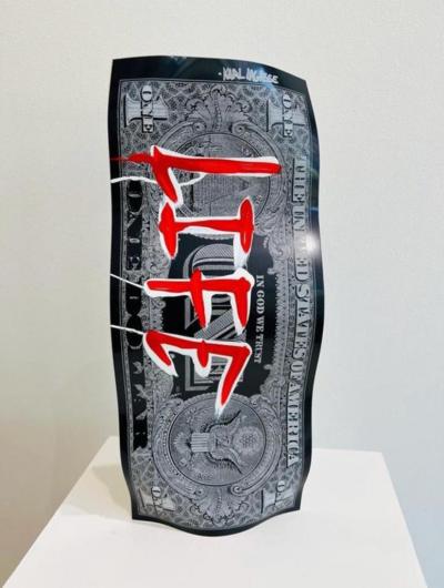 Karl Lagasse - One dollar Life noir - Sculpture en aluminium, 2