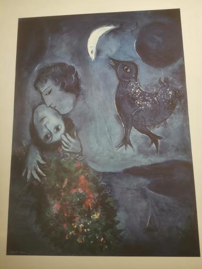 Marc Chagall (d’après) - Baiser au paysage bleu - Granolithographie 2