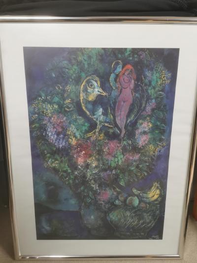 Marc Chagall (d’après) - Bouquet de fleurs et panier de fruits - Granolithographie 2