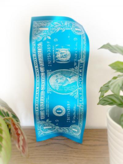 Karl LAGASSE ONE DOLLAR ONE WAY Blues Maldives Sculpture en aluminium 2