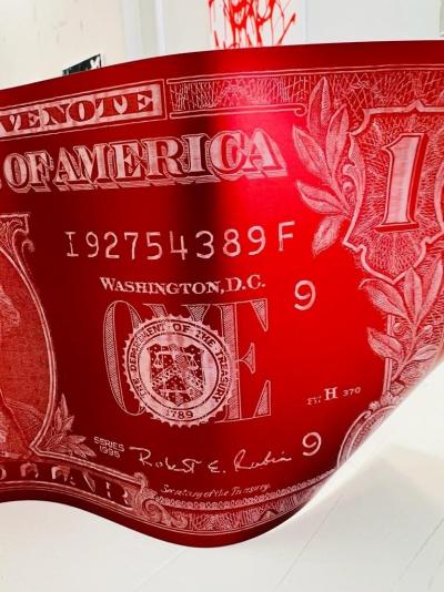 Karl LAGASSE - 1 Dollar Red - Sculpture en aluminium 2