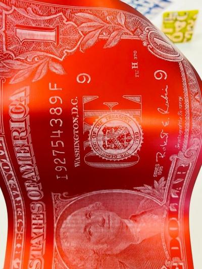 Karl LAGASSE - 1 Dollar Red - Sculpture en aluminium 2
