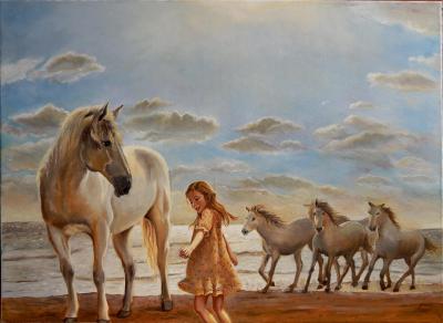 Adina Lohmuller (Lupan) 'Rencontre magique' - Huile originale sur toile 2