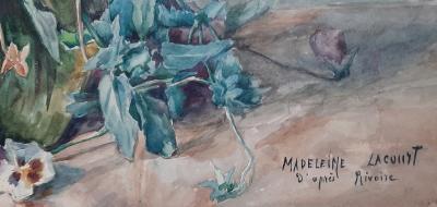 Madeleine LACOURT - Nature morte aux pivoines, fin du XIXème siècle - Aquarelle signée 2