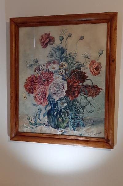 Madeleine LACOURT - Nature morte aux pivoines, fin du XIXème siècle - Aquarelle signée 2