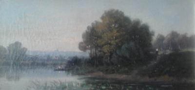 Julien Hippolyte FERON - Les bords du lac - Huile sur toile signée 2