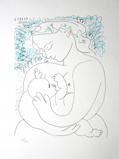 Pablo PICASSO (d’après) -  Lithographie intitulée maternité 2