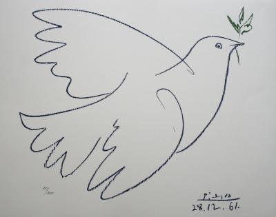 Pablo PICASSO (d’après) -  Lithographie intitulée la colombe bleue 2