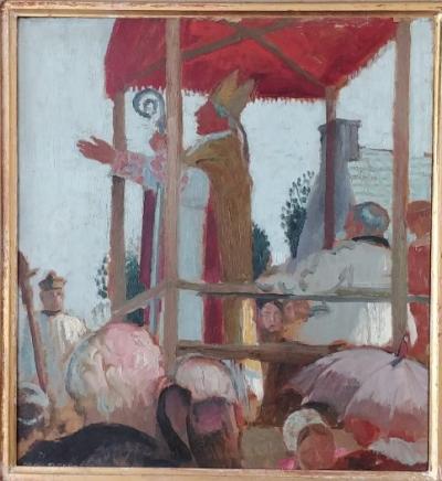 Maurice DENIS - Sermon de l’Evêque à Sainte Anne la Palud, circa 1930-1934 - Huile sur carton signée 2