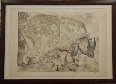 Gravure ’’ le Rhinocéros ’’   dédicacée de