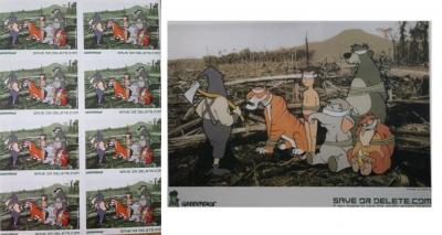 Banksy (d’après) - Greenpeace Save Or Delete Set, 2002 - Autocollants et poster 2