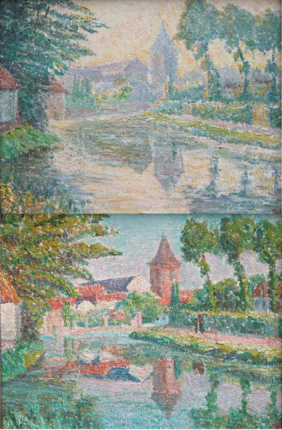 Yvonne SERRUYS 1874-1953 Menin 5 heures le soir, Menin juillet 6 heures matin Paire de tableaux 2